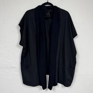 Beyond Thread Black Slouchy Short Sleeve Cardigan Sweater Womens L/XL Lagenlook